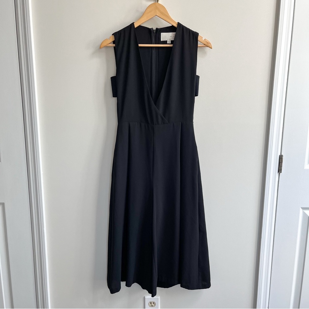 J.O.A. Los Angeles Deep V Sleeveless Cutout Culotte Jumpsuit Black Medium